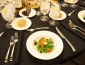 Full service sit down catered meal of salad and dessert for courses