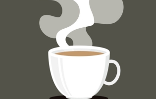 Coffee mug icon with steam above it