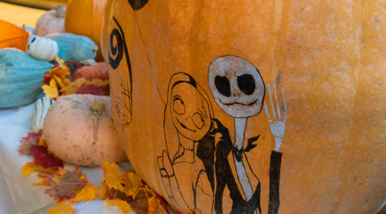 Pumpkin with painted character on there