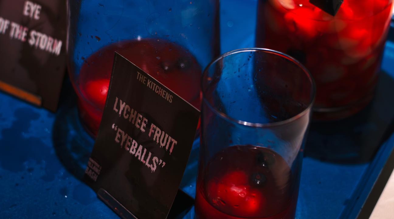 lychee fruit eyeballs in red juice