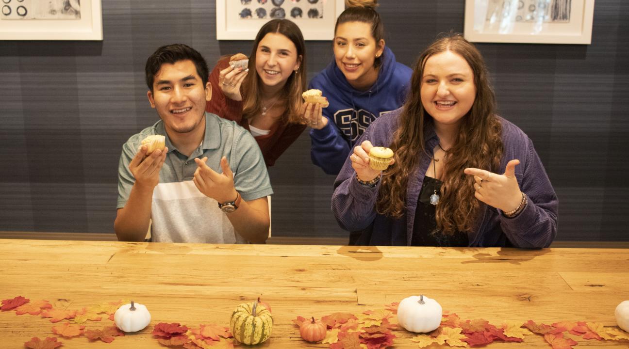 Seawolf Living Squad posing with food from the taste test