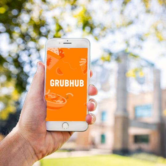 phone with Grubhub logo