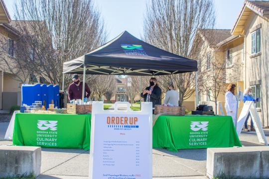 Order up express setup with 2 tables and a menu
