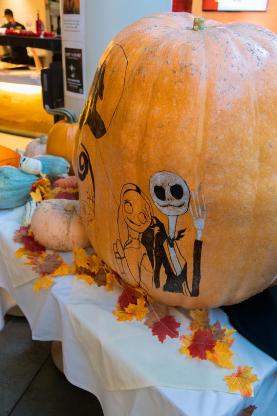 Pumpkin with painted character on there