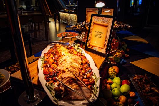  a table with an abundance of food