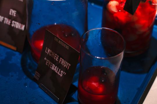 lychee fruit eyeballs in red juice