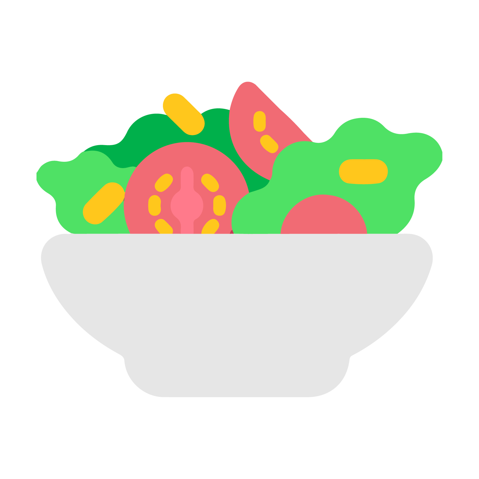Icon of salad and tomatoes in a bowl